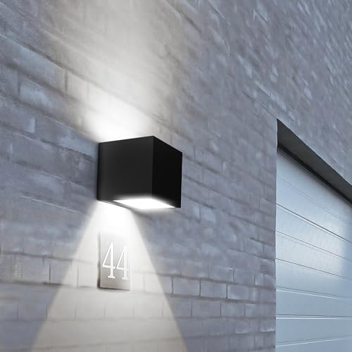 SOTTLOT Solar Wall Lights, 4000K 700LM Up and Down Solar Lights Outdoor Waterproof, Super Brightness Cube Design LED Solars Outdoor Light Decorative for Porch Patio Yard Fence, 1pcs