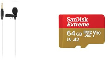 RØDE Lavalier GO professionelles Lavalier-/Ansteckmikrofon für Rundfunk & SanDisk Extreme microSDXC UHS-I Speicherkarte 64 GB + Adapter