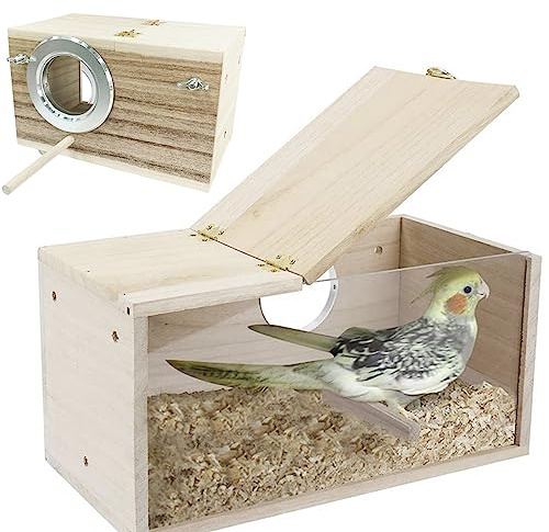 iDMRURvm Sittich Nistkasten Transparent Design Sittich Nistkasten Fågelhus Massivt trä Papegoja Uppfödningsbox Trä Fågel Nistkasten för Finkar Sittich Sittich Papegoja