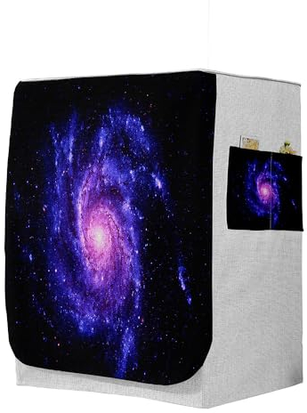 Highdi 3D Housse de Protection pour Machine à Laver, Chargement Frontal Housse à La Poussière avec Ouverture Frontale (Capacité S 6~7,5kg,Galaxie Spirale 3)