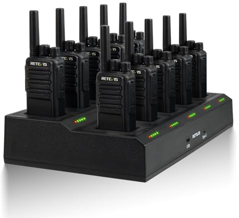 Retevis NR610 Funkgerät, Walkie Talkie mit Intelligente KI-Rauschunterdrückung, 10-in-1 Ladegerät, Effizientes Laden, Zwei Stromversorgung Methoden, Funkgerät für Schule, Fabrik(10 STK, Schwarz)