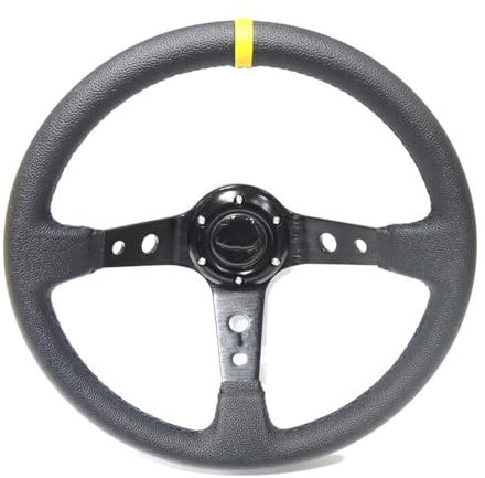 ZiYouao Sportlenkrad Rennsport-Rennsport-14-Zoll-350mm tiefes konkaves Drift-Lenkrad/PVC Lenkrad Holzlenkrad(Black Frame)