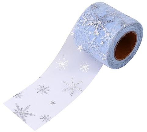 VILLFUL 1 Rolle Weihnachts-Schneeflocken-tüllrollen Glitzer 25 Yards 1 Yard = 0 91 Meter