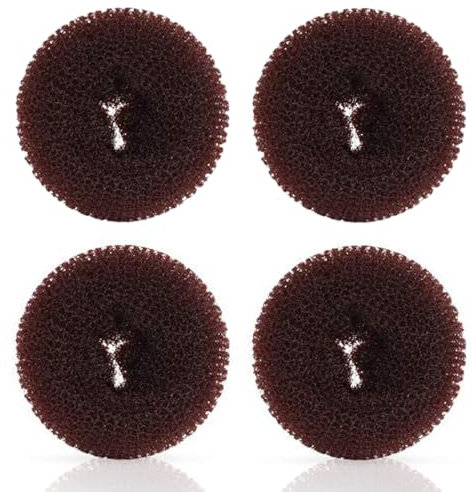 Extra Hair Donut Bun Maker for Kids, Ring Style Bun, 4PCS Chignon Hair Small Doughnut Shaper for Short and Thin Hair (Small, 2.5 Inch/Brown)
