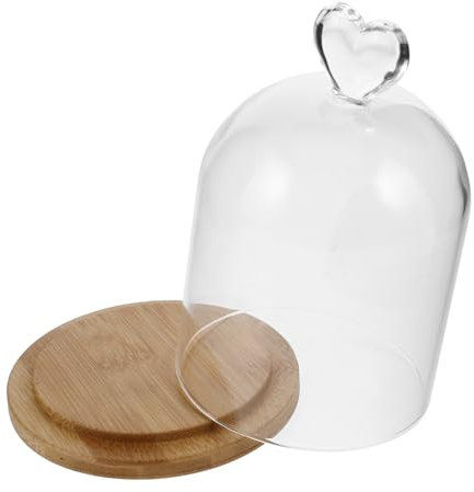 COLLBATH Cloche Élégante et Romantique avec Base en Bois en Verre Décorative pour Fleurs Préservées et Bougies Parfumées Décoration Intérieure