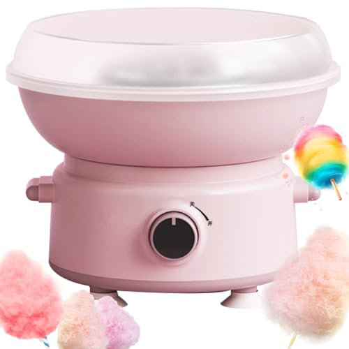 cotton candy machine, 500W candy floss maker with Splash Prevention Bowl, 25cm large diameter, Removable cleaning, silicone suction cup, candy floss machine maker for Parties, Kids, Home pink