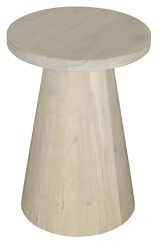 byLIVING Table d'appoint Cone/Bois Massif Acacia Laqué Blanc délavé/Table Basse/Ronde/Table de Salon/Table de Chevet/Bois véritable/D 40, H 50 cm