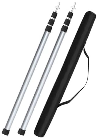 GUOSPIUS Telescopic Tarp Poles，Adjustable Tent Poles Set of Two Adjustable Awning Poles Aluminum Alloy Light and Strong Easy to Install with Storage Bag(Silver)