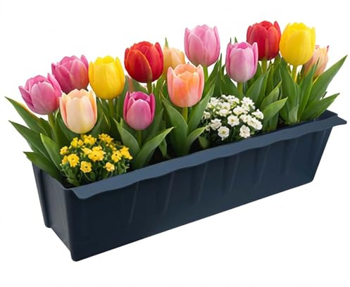 BURI Paletten Blumenkasten Einsatz 37,3 cm Anthrazit 6er Bewässerungsmatte