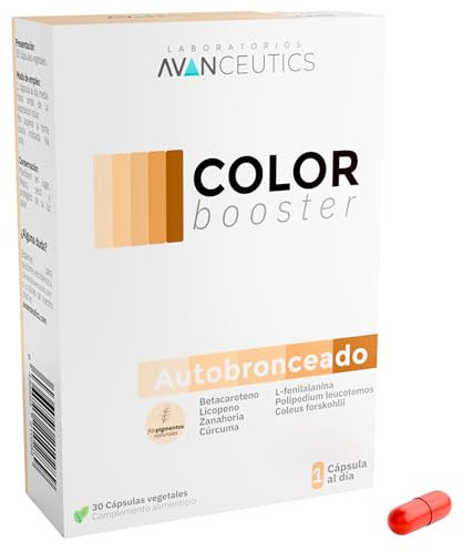 Avanceutics - Color Booster | Capsulas Bronceado con Betacaroteno + Licopeno + Polypodium Leucotomos | Pastillas Bronceadoras Sin Sol | Capsulas Solares Bronceadoras | Acelerador Bronceado Pastillas