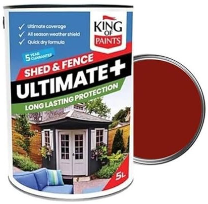 Red Cedar Fence and Shed paint King of Paints One Coat saving you Time & Energy 5Litres