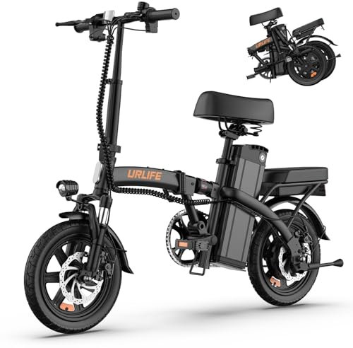 URLIFE 14 Electric Bike, Portable E-bike with 48V 7.5AH Removable Battery 250W Powerful Motor, 60 KM Max Range, Folding Ebike LCD Display, Electric Commuter Bicycle for Adults and Teens(Black)