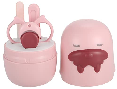 Babynagelset 1 Satz mit Schere, Knipser, Feile und Polierwerkzeugen | Abs, Edelstahl und Glas, Rosa, Liebevolles Design, Sichere Aufbewahrung im Etui für Shower