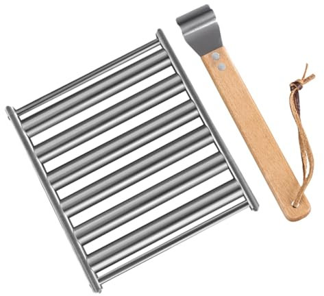 NULYLU à Rouleaux Portable pour Saucisses Support de Barbecue en Acier Inoxydable Pliable pour Camping et Pique- Accessoire Cuisine d'Extérieur