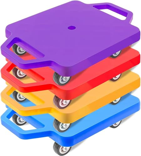 4 Pcs Planche à roulettes pour Enfants, Planche d'équilibre, avec poignées et poulies