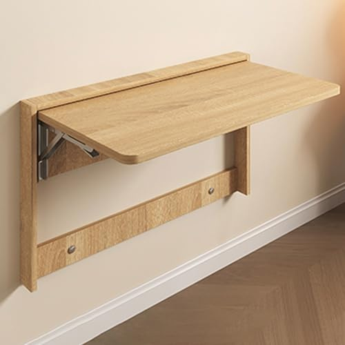 NZBZTUKUWP Tavolo Pieghevole A Muro, Tavolo da Pranzo A Muro Salvaspazio, Ampio Piano di Lavoro, Facile da Pulire(Natural Wood Colour)