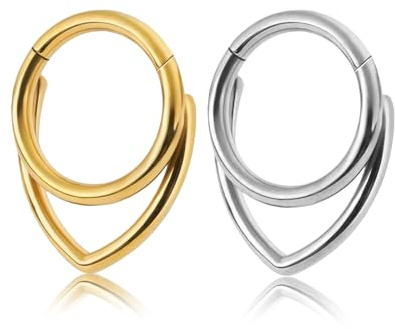 Piercing de septum doré et argenté, anneau de piercing nasal, anneau segmenté, clicker, anneau de nez, piercings d'oreille, piercing de nombril, anneaux de nez, anneau de nombril, boucles d'oreilles