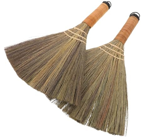 Cabilock 2pièces Balais Paille Naturelle sans Manche Balai Intérieur Tissé Main Brosse Souple pour Nettoyage Doux des Tables Canapés Et Petits Espaces Maison Cuisine