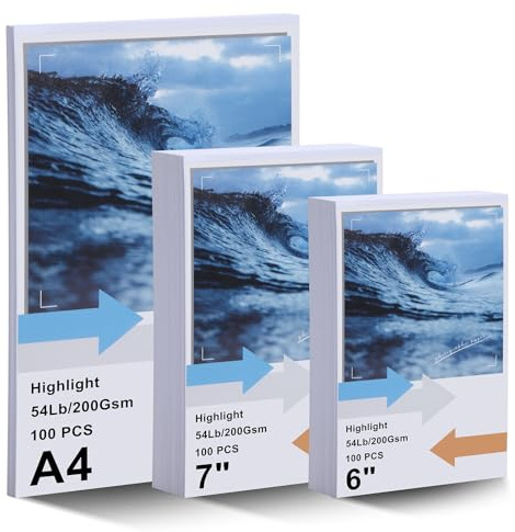 Papel Fotográfico Brillante a4 10x15 13x18 200 g/m² 220 Hojas Secado Instantáneo Papel de Impresión para Fotos, Certificados y Obras de Arte