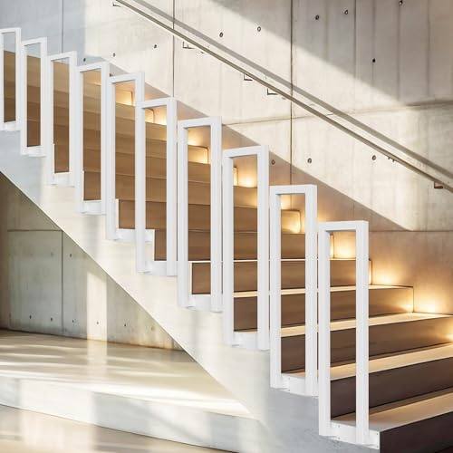 Vkechh Barandilla para escaleras, interior y exterior, 100 cm, en forma de U, blanco, pasamanos de metal, para villas, balcones, pasillos, apartamentos, ancho 20 cm, montaje lateral