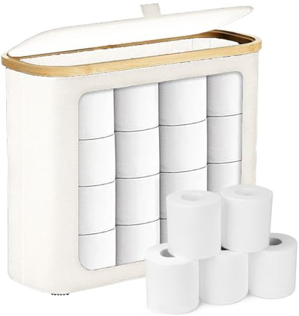 Portarrollos de papel higiénico, cesta de almacenamiento para papel higiénico, 12 rollos – Contenedor grande de pañuelos para fregadero Organización de suelo, dormitorio, tocador, esquina de inodoro