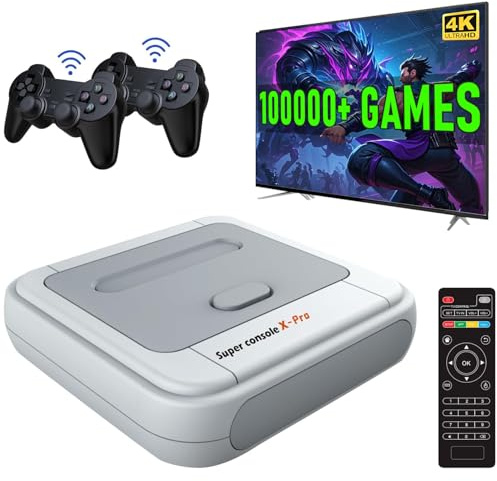 Kinhank Super Console X Pro with 100000+ Games,TV & Game System in 1, Mini Retro Game Consoles for 4K HD/AV Output,Compatible with 63+ Emulators,2 Game Controllers