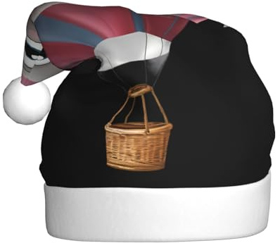YYHWHJDE Seal on a hot air balloon Pattern Christmas Hat for Adult quality festive accessory crafted soft, lightweight