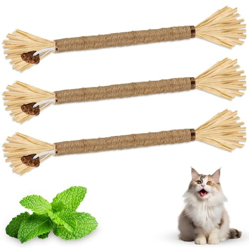 MOXYOY Silvervine, bastoncini da masticare per gatti, giocattolo da masticare per la pulizia dei denti, bastoncini da masticare per gatti, benefici per la salute dentale, razze piccole e medie