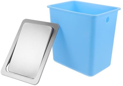 Mikikit Contenitore da Incasso Sul Piano con Coperchio a Bilico in Acciaio Resistente Piccolo Cestino da Banco a Scomparsa per Cucina Ufficio e Ristoranti Protezione Odori e Facile