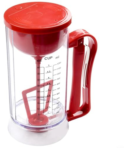 Distributore elettrico per pastella da 1,2 l, miscelatore per pancake con linee graduate, separatore a imbuto portatile 1500 ml per pancake, cialde, crêpes