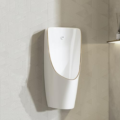 Orinatoio automatico da parete con sensore di lavaggio per uomo, a prova di fuoriuscite, in ceramica, per bagni commerciali, hotel, bar, garage e bagni pubblici (sensore integrato)