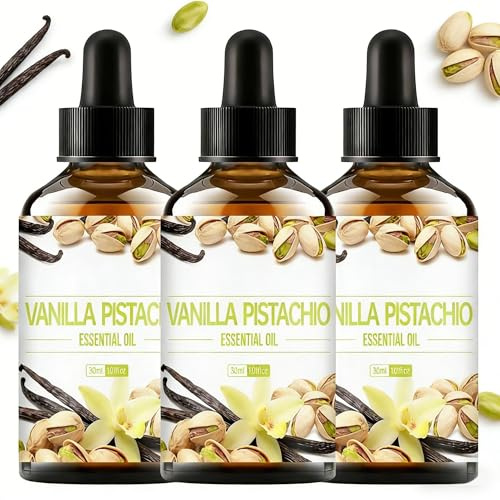 Aceite Esencial Vainilla Pistacho, Un Aroma Dulce, Difusores Masajes Corporales, Cuidado Piel, Cuidado Cabello, Velas, Cera Derretida, Fabricación Jabón Perfumes Bricolaje, Todo Tipo Piel.(3bottles)