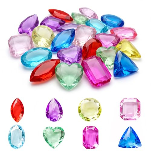 Wooview Edelsteine für Kinder, 128 Stück, Bunte Acryl Diamanten