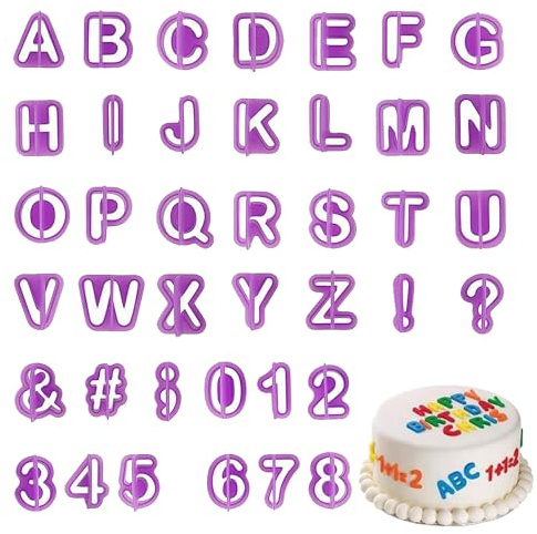 40 PCS Fondant Letter Cutters, Letter Cutters for Fondant Icing, Alphabet Cutter, for Cake Decorating Tools Parties & Holidays(Purple)