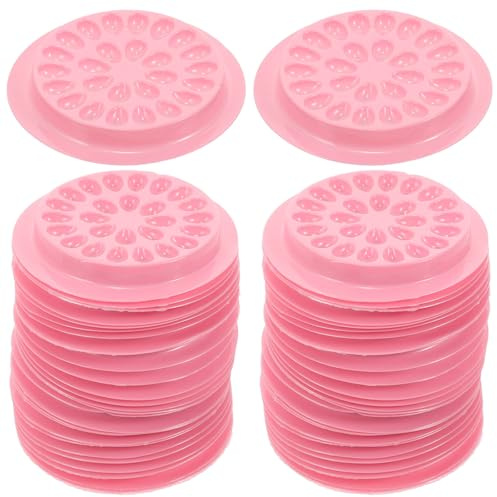 HOMSFOU Herramientas para extensiones de pestañas soporte de pegamento 100 piezas paletas de plástico rosa fáciles de almacenar para salón y uso DIY en casa