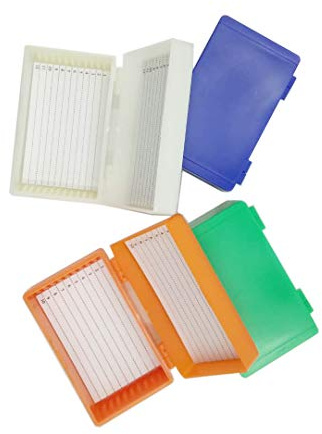 4 Stück 12 Platz Mikroskop Slide Box Microslide Box zufällige Farbe