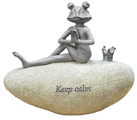 Country Living Frog on Stone Garden Ornament Statue Figurine - 3 Designs available - 15.5cm (Keep Calm)