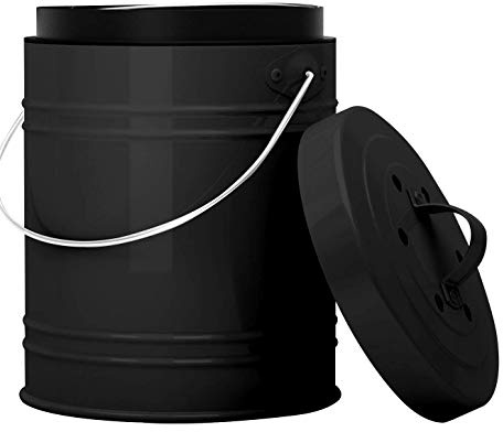 5 Liter Küchen Bio Mülleimer und geruchsdichter Komposter Eimer mit Aktivkohlefilter im Deckel – Biomülleimer Mülltonne mit Kunststoff Inneneimer – robuster Komposteimer Küche Abfallbehälter