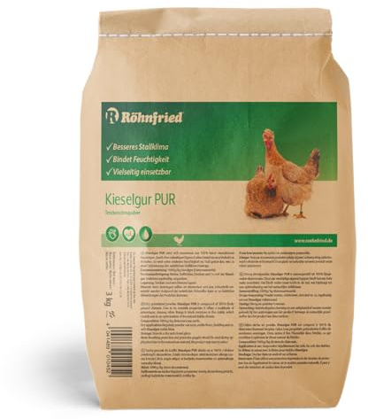 Röhnfried - Kieselgur PUR (3000 g) - Naturreine Kieselerde in Pulver-Form - für ihren Hühnerstall, Kaninchenstall, Garten & Haus - gut bei Kaninchen, Hühnern & Geflügel einsetzbar