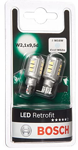 Bosch W16W LED Retrofit Lámparas para vehículos, 12 V 1, 8 W W2, 1x9, 5d, Lámparas x2