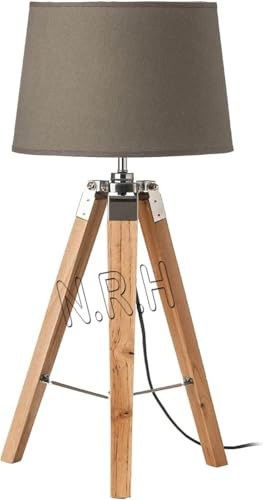 Nautical Replica Hub Vintage Light Wooden Tripod LED Lighting Table Lamp Base Modern for Living Room (Without Shade)