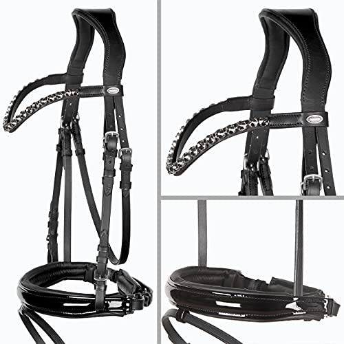 Heinick-Reitsport Trense Soft Selection Schwarz Lackleder anatomisch ~ Glow-Ash ~ Warmblut