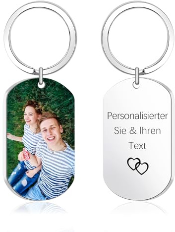 CGFN Schlüsselanhänger Personalisiert, Farbe Metall Keychain Auto Schmücke mit Text Gravur & Foto-Farb Druckt, Benutzerdefinierte Glücksbringer Geschenke für Herz Männer Freundin