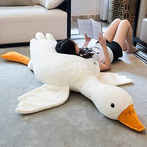 Tanha Gans Kuscheltier XXL Plushie, Kawaii Ente, Großes Gänse-Stofftier in Weiß, 190cm