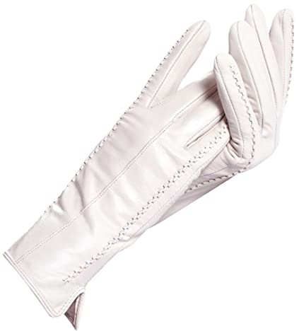 Disimlarl Damen Thermo-Lederhandschuhe mit Baumwolle gefüttert, beige, 7.5