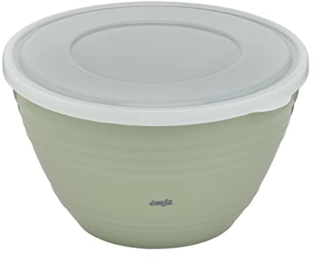 Emsa K32527 Prep&Bake Plastic Mixing Bowl 2.75 L | with Preserving Lid for Fridge Storage | Non-Slip Base | Perfect Stability When Mixing | Dishwasher Safe | Green