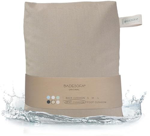 BADESOFA® Luxury Seat Cushion for Bath | Premium-Quality Materials | Comfortable & Quick-Drying | Washable Bath Pillow in Beige | Home Spa | Suitable for Bathtub, Steam Sauna & Hot Tub