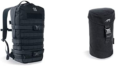 Tasmanian Tiger TT Essential Pack L MKII Molle (Schwarz) & TT Bottle Holder 1L Isolierte, gepolsterte Molle-System Trinkflaschen-Tasche Rucksack Flaschenhalter, Schwarz
