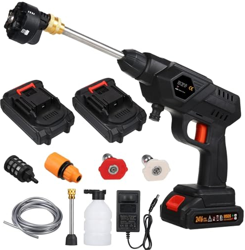 Högtryckstvätt på batteri, 21 V batteridriven högtryckstvätt, 60 bar 300 W bärbar trådlös högtryckstvätt