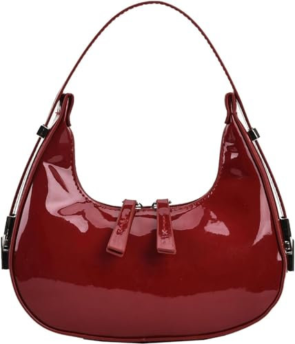WHAPELQ Piccola Mezzaluna Borsa Per Le Donne Mezzaluna Borsa A Tracolla Y2k Borsa In Pelle PU Mezza Luna Borsa Borse & Borse A Tracolla Da Donna Hobos & Borse A Tracolla, A01 rosso